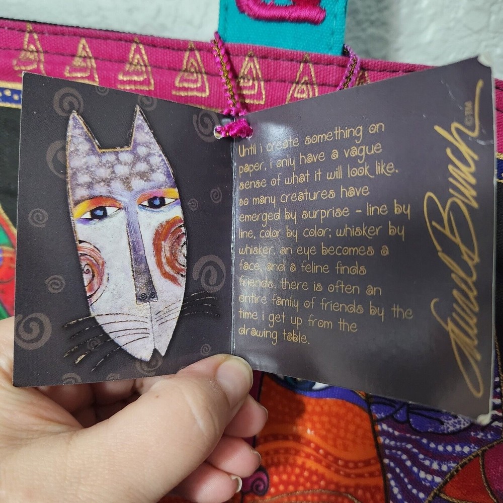 Laurel Burch Bag Cat Fantasticats Large Beach Travel Tote Big Colorful - Picture 5 of 10